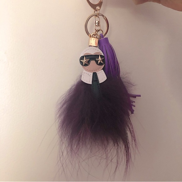 Fendi Accessories - Brand new purple dyed fox fur keychain